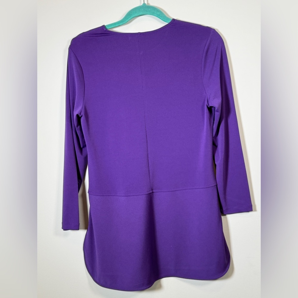 Lauren Ralph Lauren Purple Tunic Top Notch Neck Long Sleeve Size S - Picture 2 of 7